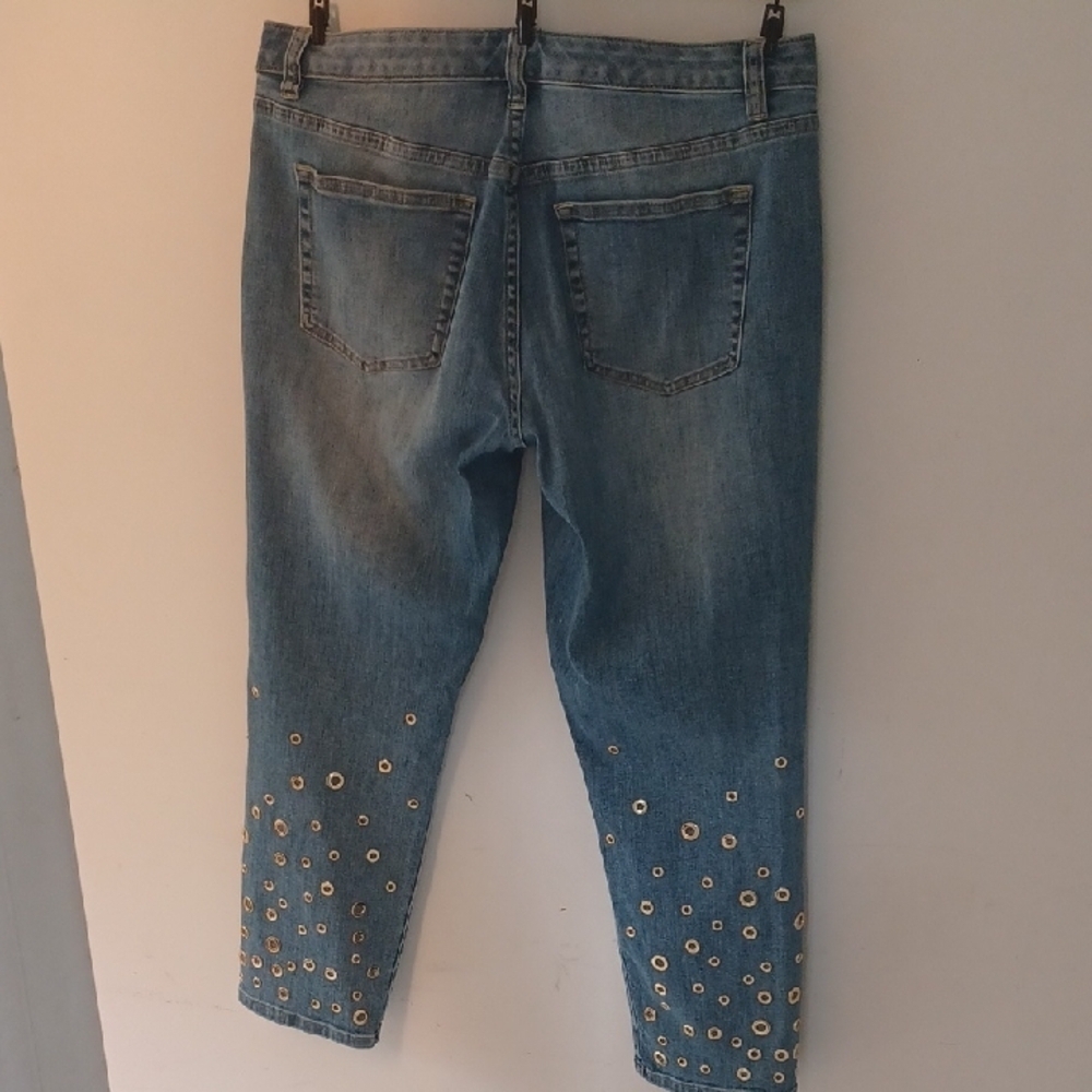 Michael Kors Blue Gold Cropped Jeans, 12/14 - Picture 5 of 7